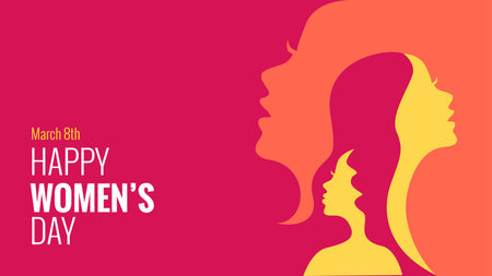 international women day poster with abstract women silhouette illustration vector stockのイラスト素材