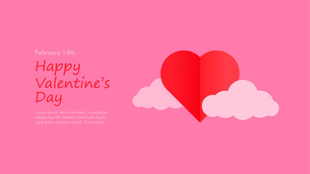 happy Valentines day concept card in paper cut style vector stockの写真素材