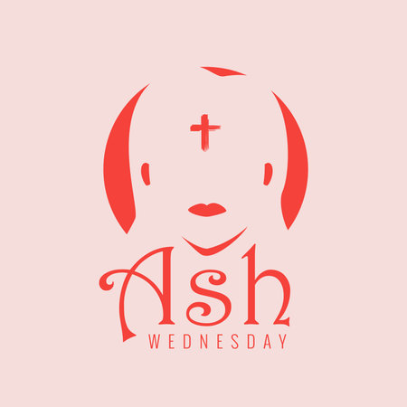 ash wednesday with silhouette woman illustration vector stockのイラスト素材