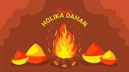 happy holika dahan banner template vector stockのイラスト素材