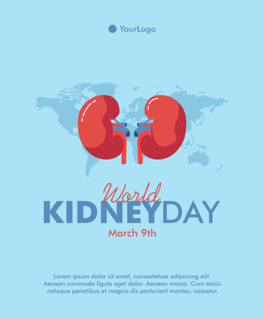 world kidney day social media post concept vector stockのイラスト素材