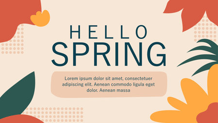 hello spring background pastel color flat design vector stockのイラスト素材