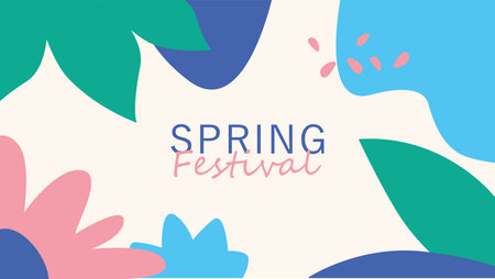 spring festival banner template pastel color vector stockのイラスト素材