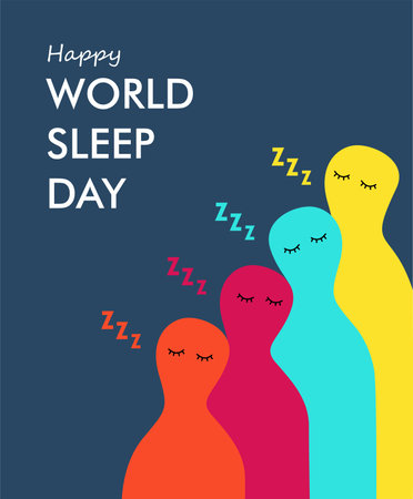 world sleep day banner template flat design vector stockのイラスト素材