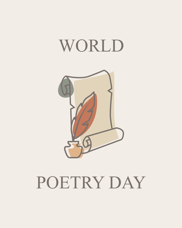 world poetry day banner template neutral color vector stockのイラスト素材