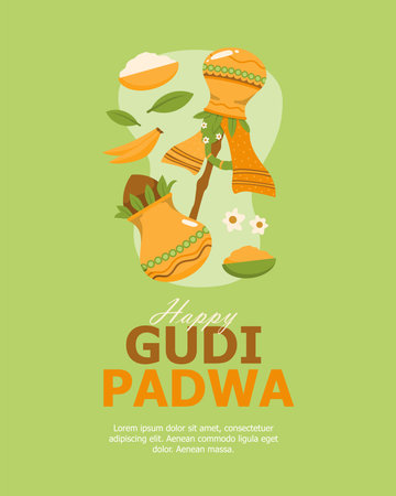 happy gudi padwa social media post design vector stockのイラスト素材