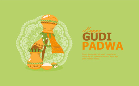 gudi padwa poster design indian holiday vector stockのイラスト素材