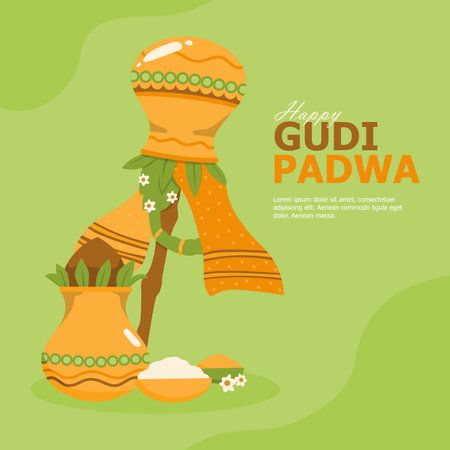 gudi padwa background concept flat design vector stockのイラスト素材