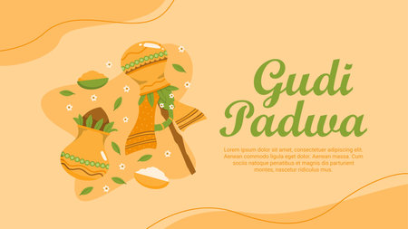horizontal gudi padwa banner template vector stockのイラスト素材