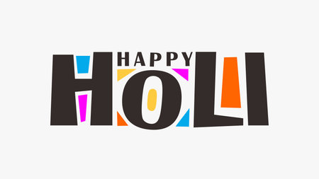 playful happy holi text design vector stockのイラスト素材