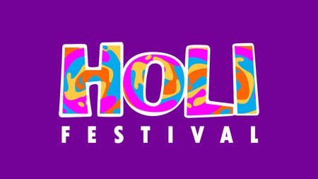 colorful holi text design horizontal vector stockのイラスト素材