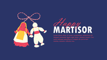 happy martisor banner template horizontal vector stockのイラスト素材