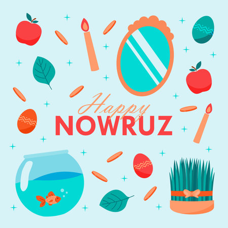 happy nowruz banner with persian new year ornament vector stockのイラスト素材
