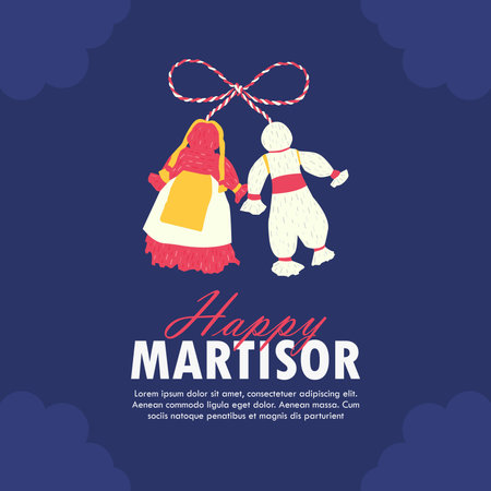 happy martisor social media feed design vector stockのイラスト素材