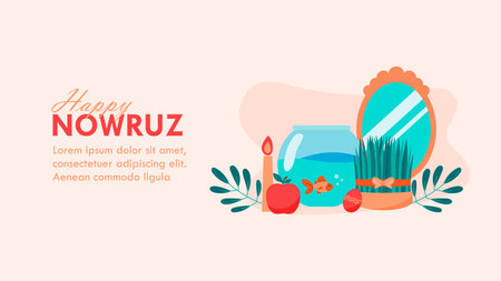 horizontal happy nowruz banner template vector stockのイラスト素材