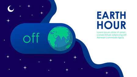 earth hour banner template with off electricity switch illustration vector stockのイラスト素材