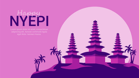 happy nyepi background template vector stockのイラスト素材