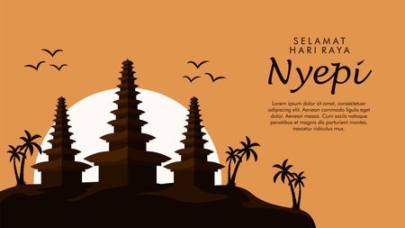 nyepi bali hindu event background vector stockのイラスト素材