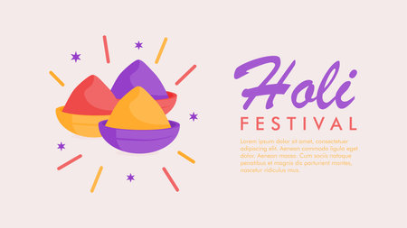 simple holi festival banner template flat design vector stockのイラスト素材
