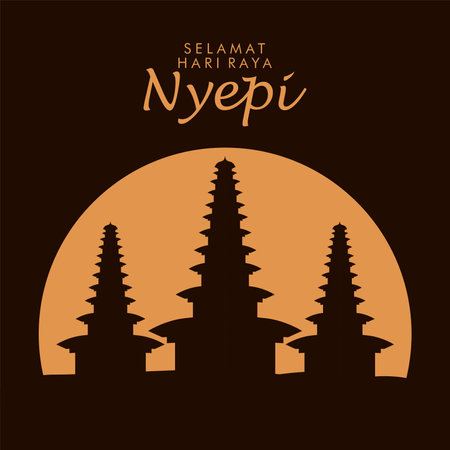 nyepi banner template flat design vector stockのイラスト素材