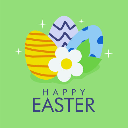 happy easter banner with simple easter egg illustration vector stockのイラスト素材