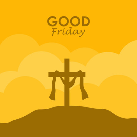good friday poster on yellow background vector stockのイラスト素材