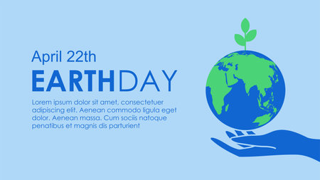 earth day banner horizontal with globe illustration vector stockのイラスト素材