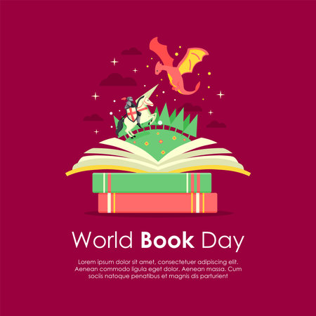 world book day poster template with saint george illustration vector stockのイラスト素材