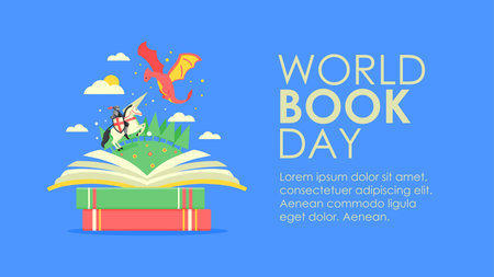 world book day banner template vector stockのイラスト素材