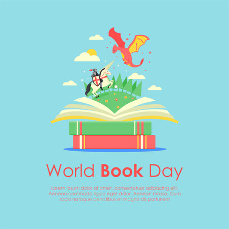 world book day banner template with saint george illustration vector stockのイラスト素材