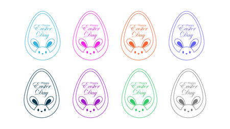 outline happy easter day logo set with various colors vector stockのイラスト素材