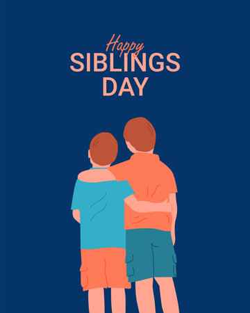 happy national siblings day poster template vector stockのイラスト素材