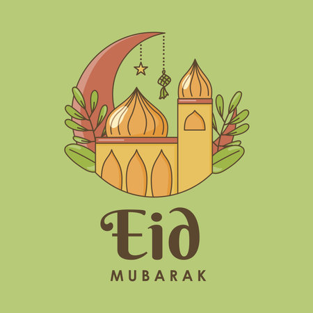 islamic eid mubarak poster template vector stockのイラスト素材