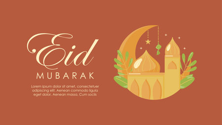 islamic eid mubarak background template vector stockのイラスト素材