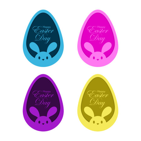 happy easter day logo set with various colors vector stockの写真素材