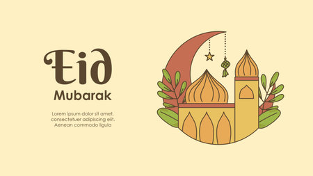 islamic eid mubarak banner template vector stockのイラスト素材
