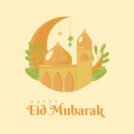 islamic eid mubarak social media post template vector stockのイラスト素材