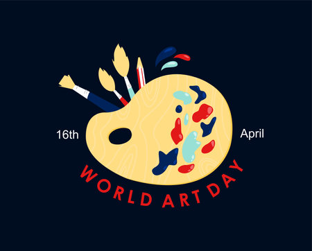 world art day background template flat design vector stockのイラスト素材