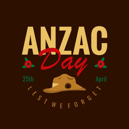 flat design anzac day banner template vector stockのイラスト素材