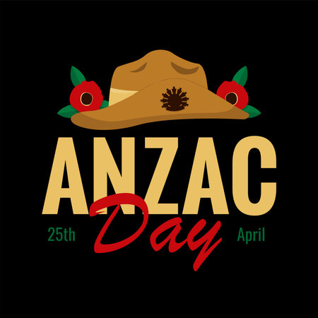 flat design anzac day poster template vector stockのイラスト素材