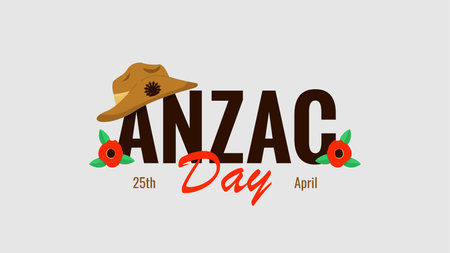 flat design anzac day banner template vector stockのイラスト素材