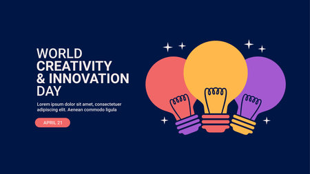 world creativity and innovation day banner vector stockのイラスト素材