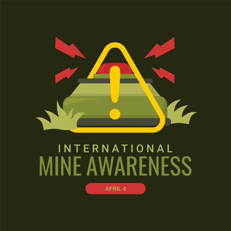 international mine awareness day social media post template vector stockのイラスト素材