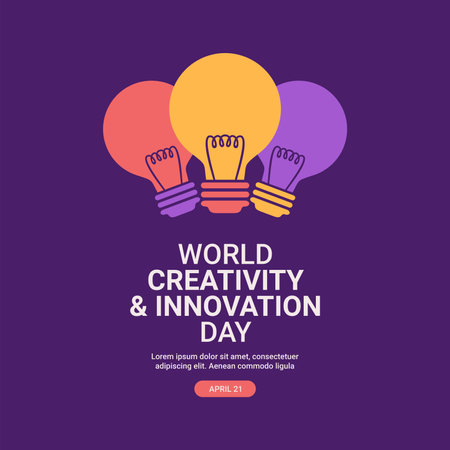 flat design world creativity and innovation day poster template vector stockのイラスト素材