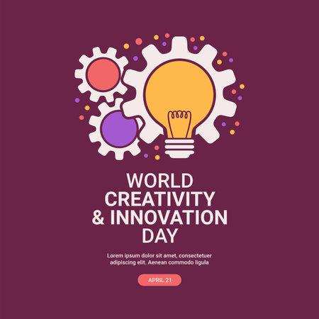 world creativity and innovation day poster template vector stockのイラスト素材
