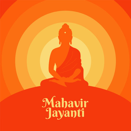 mahavir jayanti poster template indian festival vector stockのイラスト素材