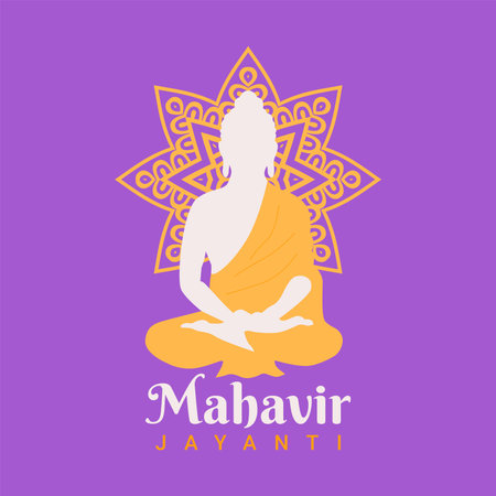 mahavir jayanti banner template flat design vector stockのイラスト素材
