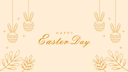 happy easter day greeting concept with egg and rabbit ornament vector stockのイラスト素材