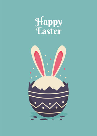 happy easter banner template on blue background vector stockのイラスト素材