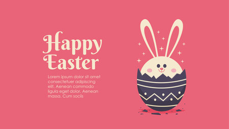happy easter banner template on pink background vector stockのイラスト素材